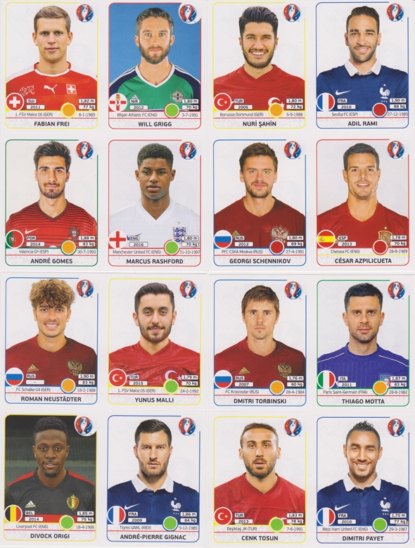 Uefa Euro 16 * Panini EM 2016 20 Sticker aus fast allen aussuchen